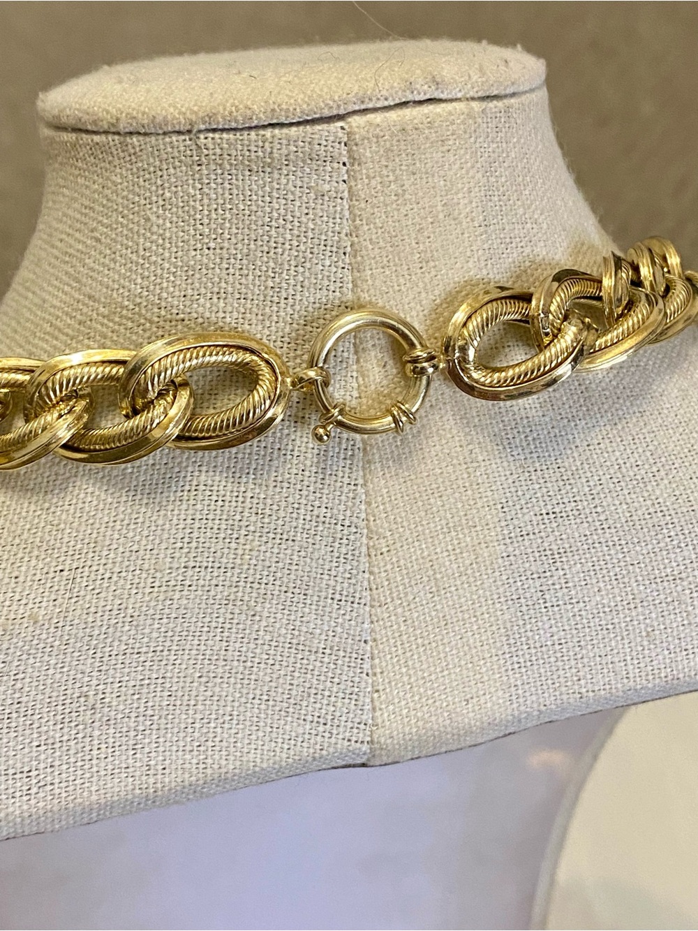 Sterling Silver Gold Wash Chunky Link Necklace 925 Turkey - Picture 4 of 12
